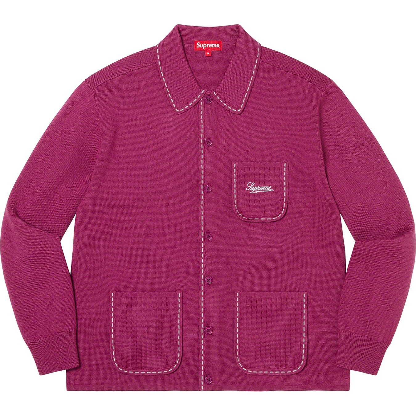 Contrast Stitch Button Up Sweater view 10
